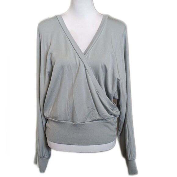 Express NWT crossover top, deep v-neck front & back, light celery green L - Picture 1 of 11
